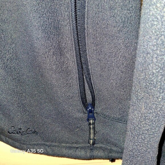 Cabela's Fleece Jacket Size XL Large Navy Full Zip Mock Neck Pockets Outdoors - Picture 3 of 12